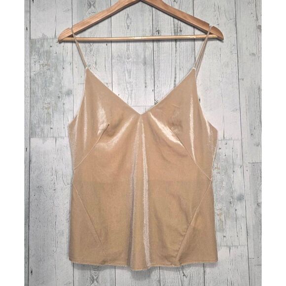 Sheike Fantasia Velvet Spaghetti Strap Cami Camisole Cream / Gold Top Sz 10 - Picture 1 of 6
